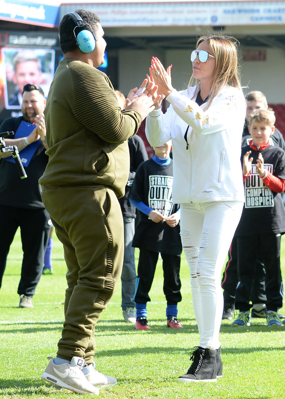 Katie Price and Son, Harvey attend Sellebrity Soccer Match in aid of Smile For Joel and Compton Hospice at Banks' Stadium on May 13, 2017 in Walsall, England.  (Photo by Eamonn M. McCormack/Getty Images)