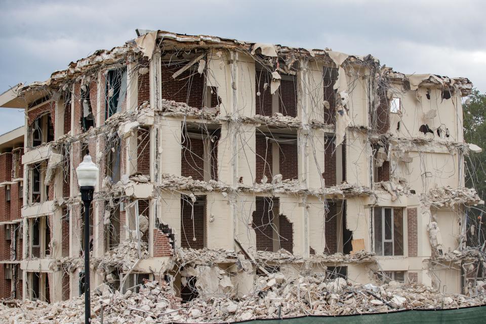 A work crew begins to demolish the Paddyfote Complex at FAMU Wednesday, July 28, 2021.