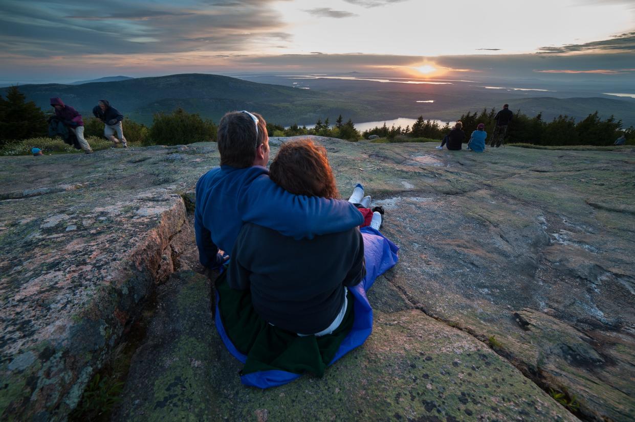 Acadia National Park's Cadillac Mountain is a popular place to watch the sunrise.