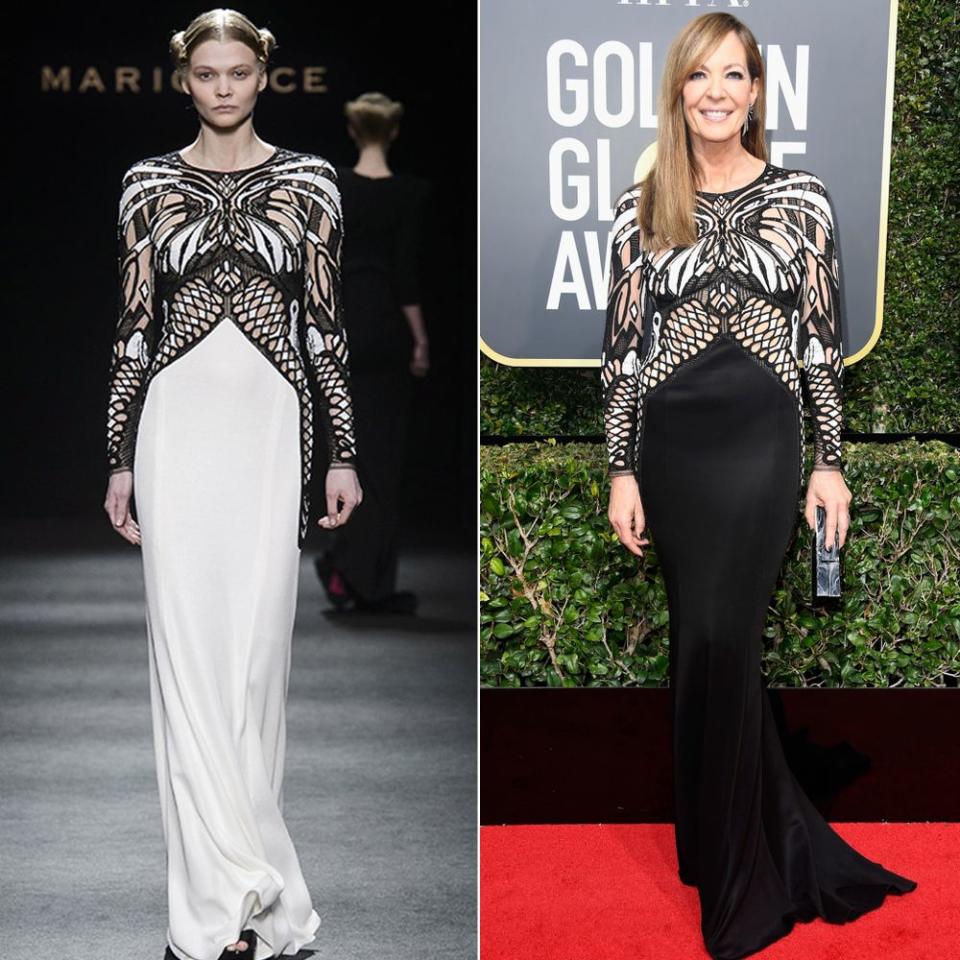 The Mario Dice gown Allison Janney wore to the Globes was customized to black to support the #TimesUp movement.