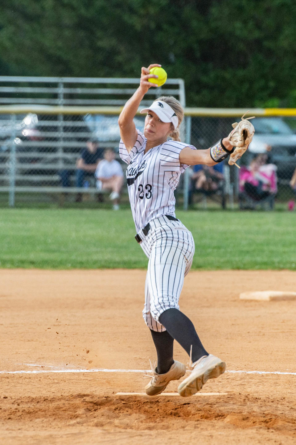 North Buncombe's Karlyn Pickens (23) pitches during their playoff game against North Lincoln on May 12, 2022. North Buncombe beat North Lincoln 4-1.