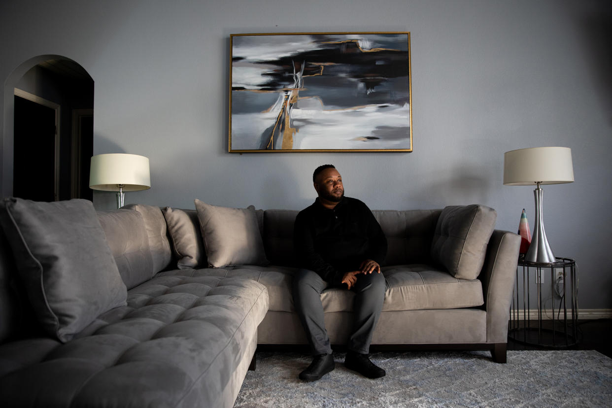 Image: Tahj Graham at home in Mansfield, Texas, on Nov. 28, 2021. (Allison V. Smith for NBC News)