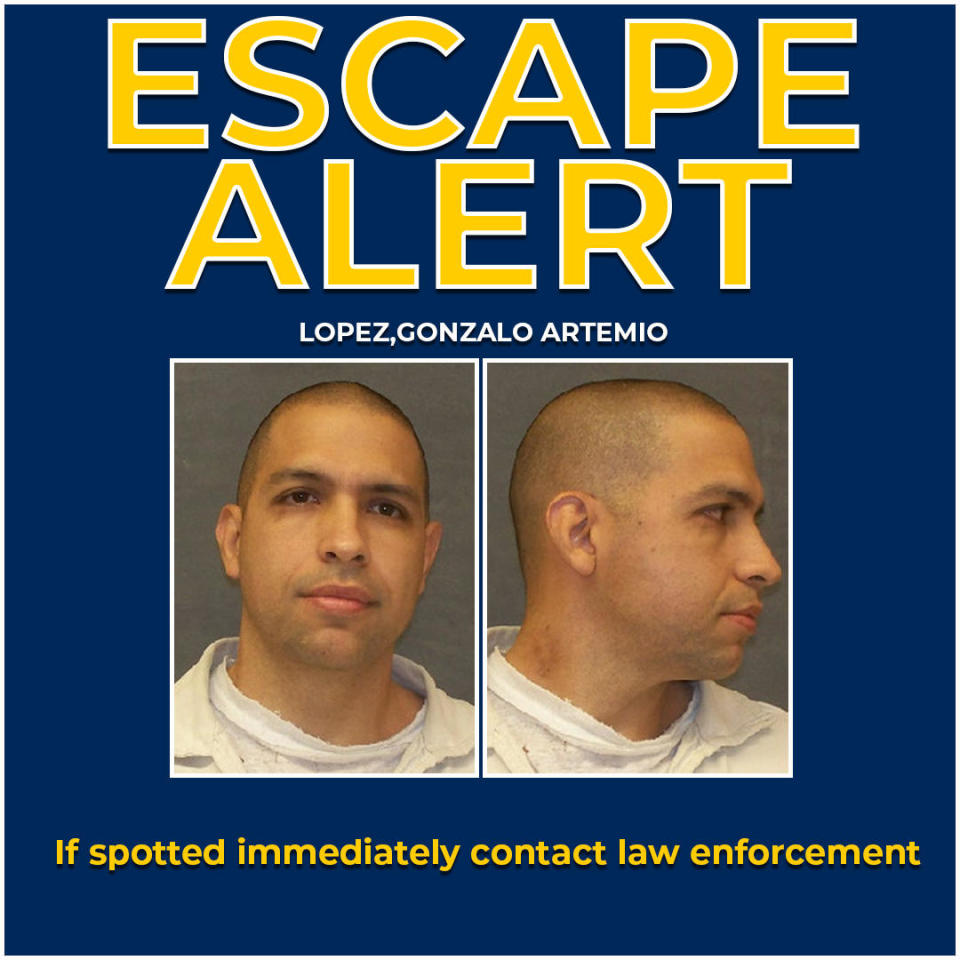 Texas officials are searching for inmate Gonzalo Lopez who escaped after stabbing a prison bus driver.   / Credit: Texas Department of Criminal Justice via Facebook.