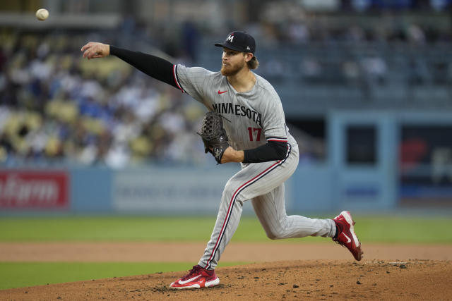 Minnesota Twins' Donovan Solano (39) celebrates after hitting a double  during the first inning a baseball game against the Los Angeles Dodgers in  Los Angeles, Tuesday, May 16, 2023. (AP Photo/Ashley Landis