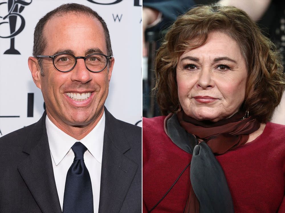 Jerry Seinfeld and Roseanne Barr (Credit: Getty)