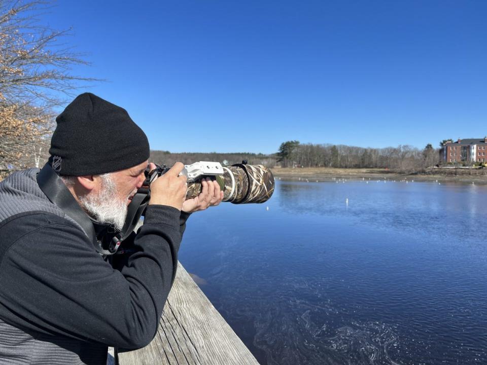 John Saleda, a retired police officer, has been drawing attention for his photos of the Exeter eagles.