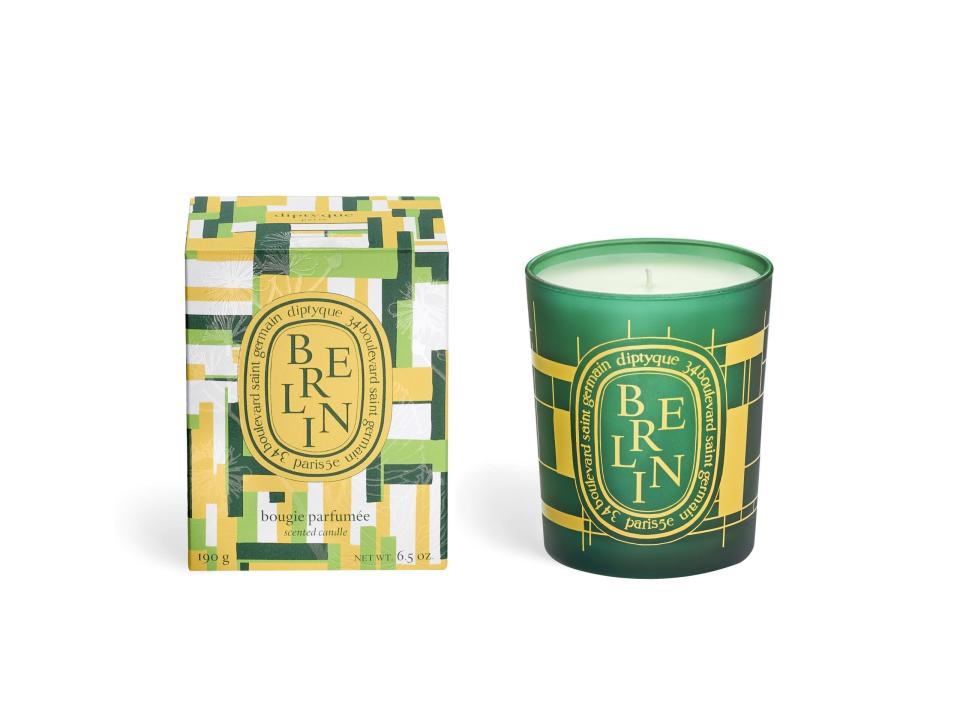 The Berlin candle has notes of blossoming linden trees, which has a little bit of a light honey scent. <a href="https://fave.co/2ZMCfRF" target="_blank" rel="noopener noreferrer">Find it for $74 at Diptyque</a>.