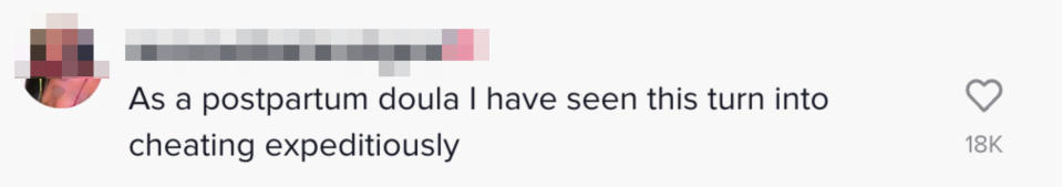 "As a postpartum doula I have seen this turn into cheating expeditiously"