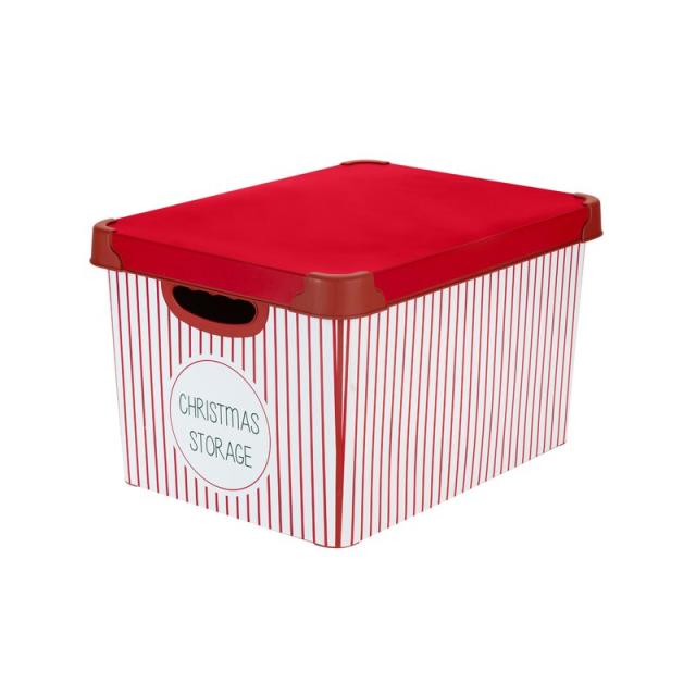 48 qt Holiday Ornament Storage Box w/ Hinged Lid