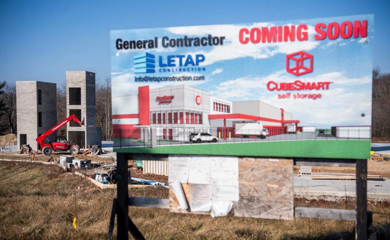 A self-storage business is under construction on South Curry Pike.