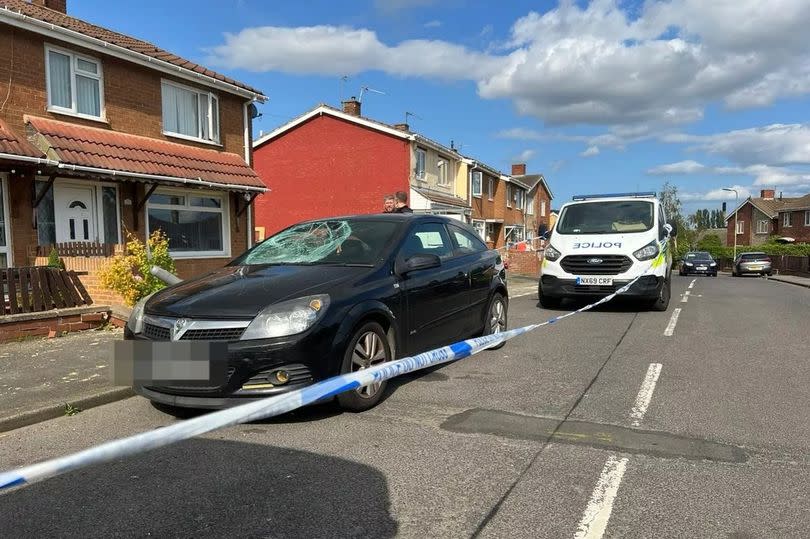 Tye stood on the roof and bonnet of his ex-partner's car, jumping up and down and smashing windows