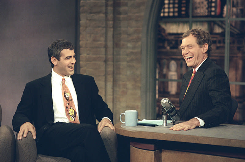 Actor George Clooney on "The Late Show with David Letterman," November 23, 1995 on the CBS Television Network. Photo: Alan Singer/CBS ©1995 CBS Broadcasting Inc.