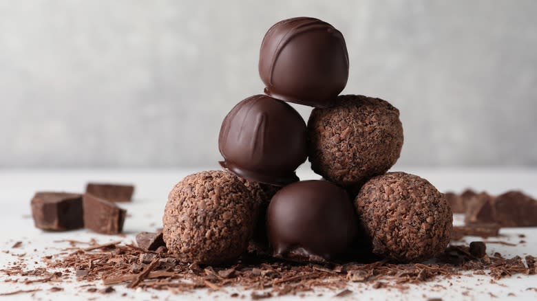 chocolate truffles in a pyramid