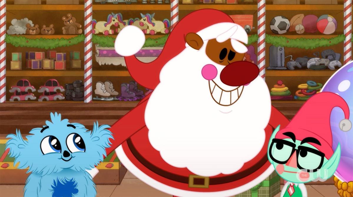 Santa teaches Beebo a lesson in cuteness. Preview of “Beebo Saves Christmas”