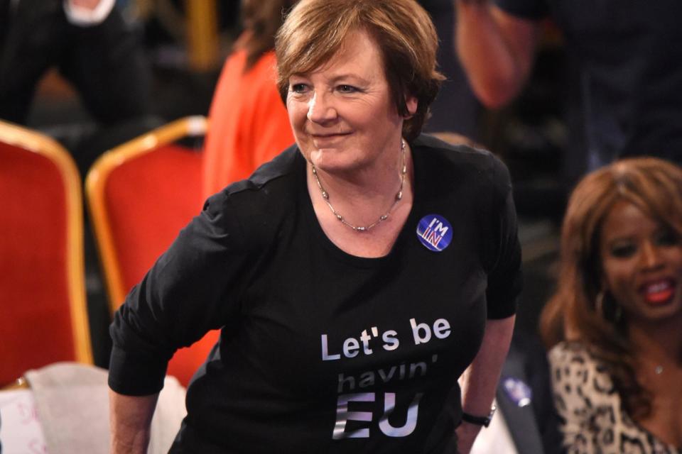 Fired up: Delia Smith will address an expected crowd of more than 100,000 at Saturday’s march for a people’s vote: Dominic Lipinski/PA Wire