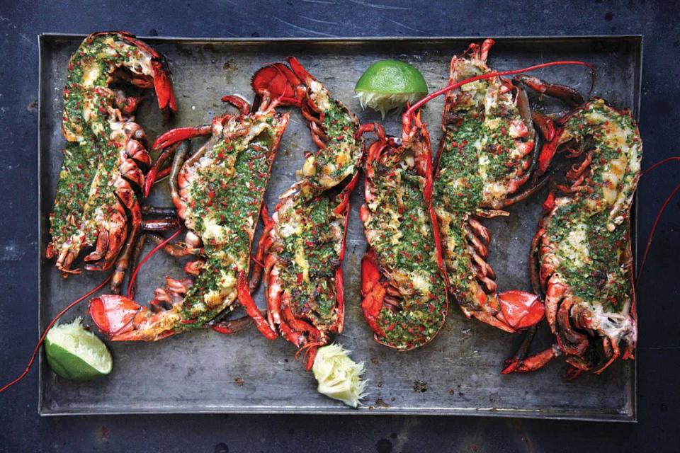 Grilled Lobster with Cilantro Butter