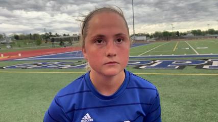 Halle Bormann reacts to CCA girls soccer's 2-0 win over Solon