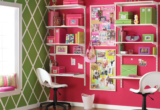 <div class="caption-credit"> Photo by: Scrapbook Girl</div><div class="caption-title">Homework Station with Metal Shelving</div>I love the bright colors mixed with the functional and adjustable shelving. The whole feel is very industrial but not overbearingly hard-hat-workmen. There are endless shelves to put all your kid's folders, textbooks, boxes of supplies, and the list goes on and on! <br> <i><a rel="nofollow noopener" href="http://blogs.babble.com/the-new-home-ec/2012/08/05/14-stylish-and-space-smart-kids-homework-stations/#homework-station-with-metal-shelving" target="_blank" data-ylk="slk:Get the inspiration here;elm:context_link;itc:0;sec:content-canvas" class="link ">Get the inspiration here</a></i> <b><i><br> <a rel="nofollow noopener" href="http://blogs.babble.com/the-new-home-ec/2012/06/15/15-beautiful-and-space-saving-bunk-room-ideas/" target="_blank" data-ylk="slk:Related: 15 inspiring bunk bed rooms even adults will love;elm:context_link;itc:0;sec:content-canvas" class="link ">Related: 15 inspiring bunk bed rooms even adults will love</a></i></b>