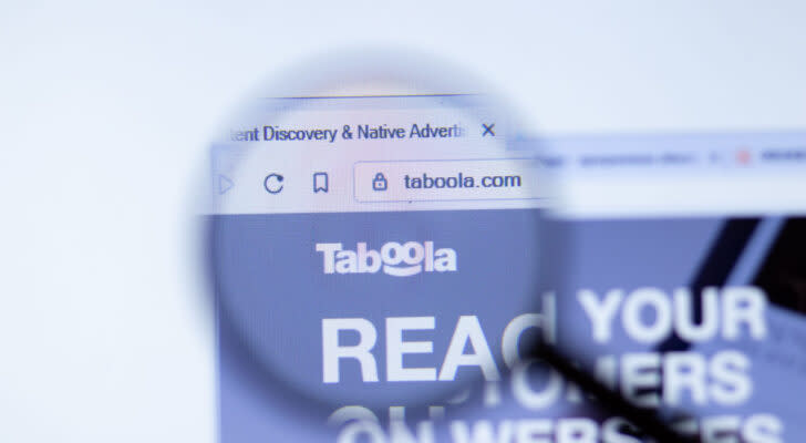 TBLA stock: Taboola company website with logo close up