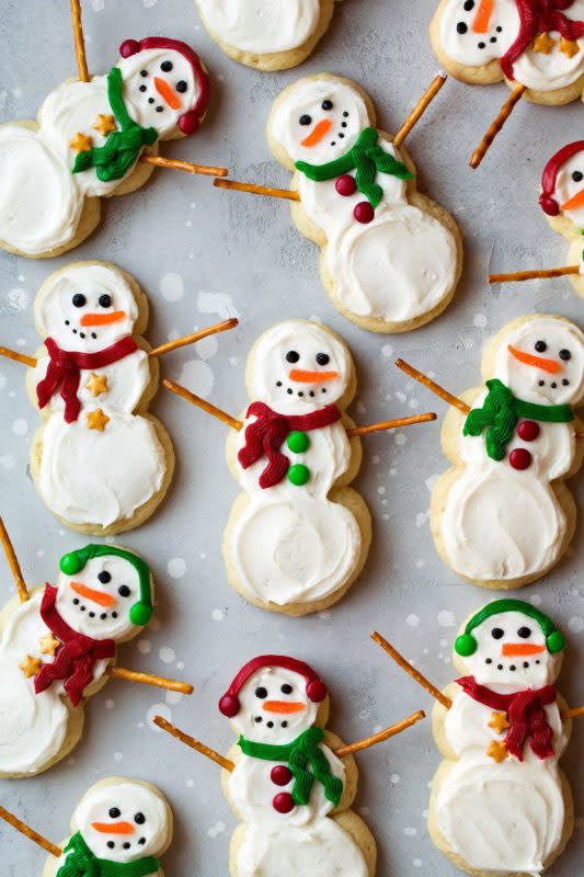 <p>Cooking Classy</p><p>These snowmen will melt in your mouth, not the front yard.</p><p><strong>Get the recipe: <a href="https://www.cookingclassy.com/lofthouse-style-snowman-sugar-cookies/" rel="nofollow noopener" target="_blank" data-ylk="slk:Lofthouse Style Snowman Cookies;elm:context_link;itc:0;sec:content-canvas" class="link rapid-noclick-resp">Lofthouse Style Snowman Cookies</a></strong></p>