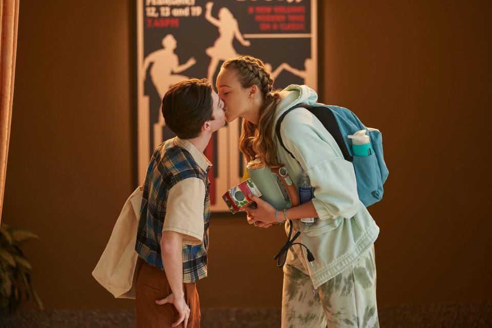 Jack Dunkleman (Griffin Gluck) and Jodi Kreyman (Ava Michelle) find they make a good couple, regardless of their height difference, in Netflix's "Tall Girl 2."