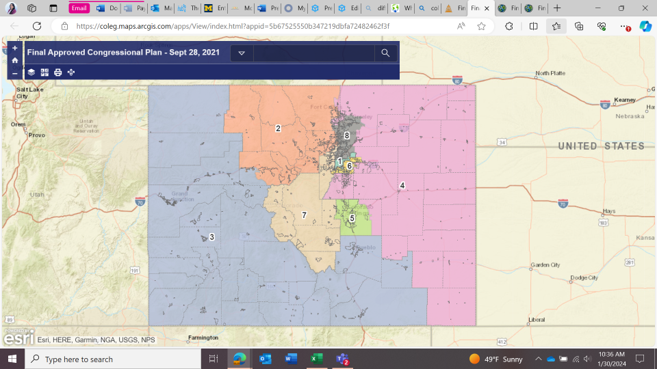 Colorado's congressional districts. Colorado has eight representatives in the U.S. House of Representatives.