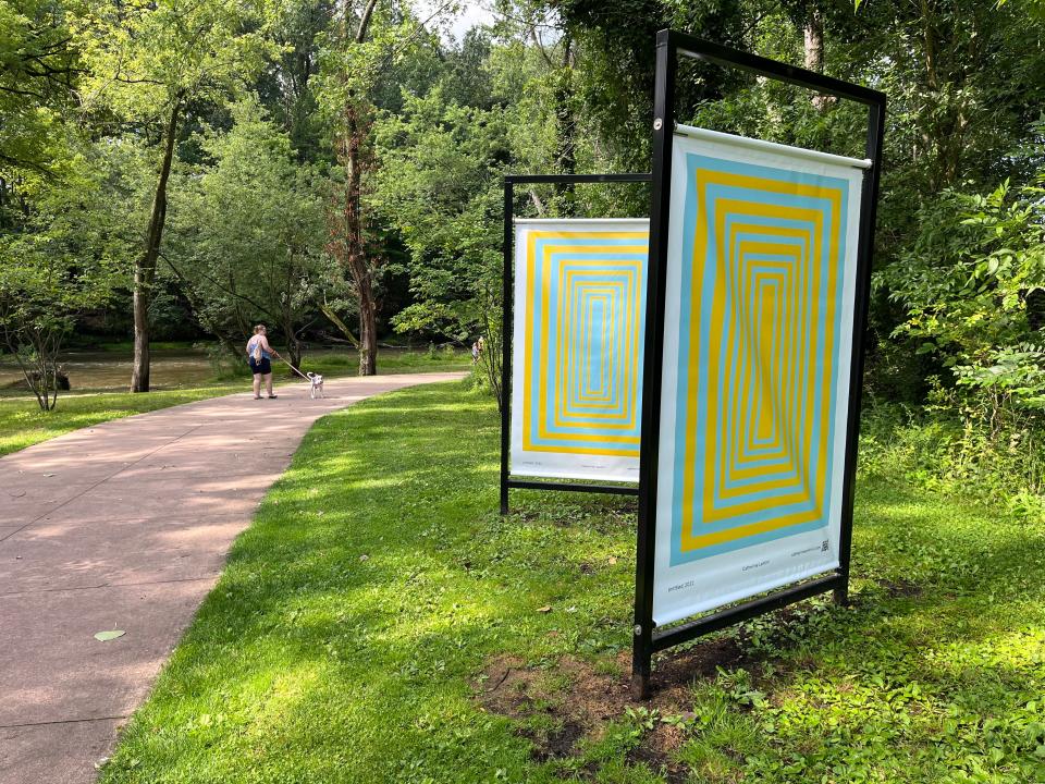 Catherine Lentin's optical illusions are located at John Brown Tannery Park, part of a new public art installation placed by Main Street Kent.