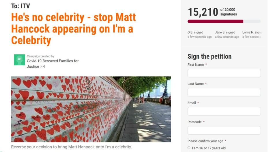 The petition was set up by Covid-19 Bereaved Families for Justice UK (38 Degrees)