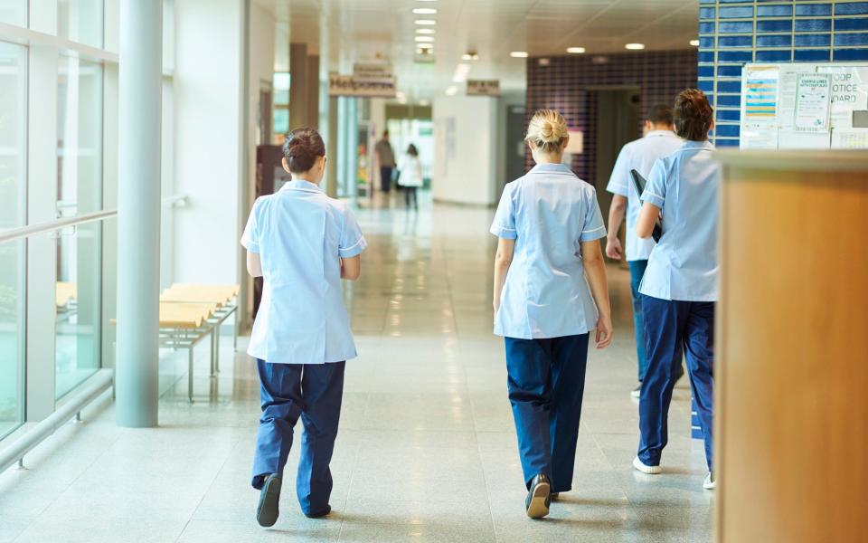 File photo of a group of nurses in a hospital