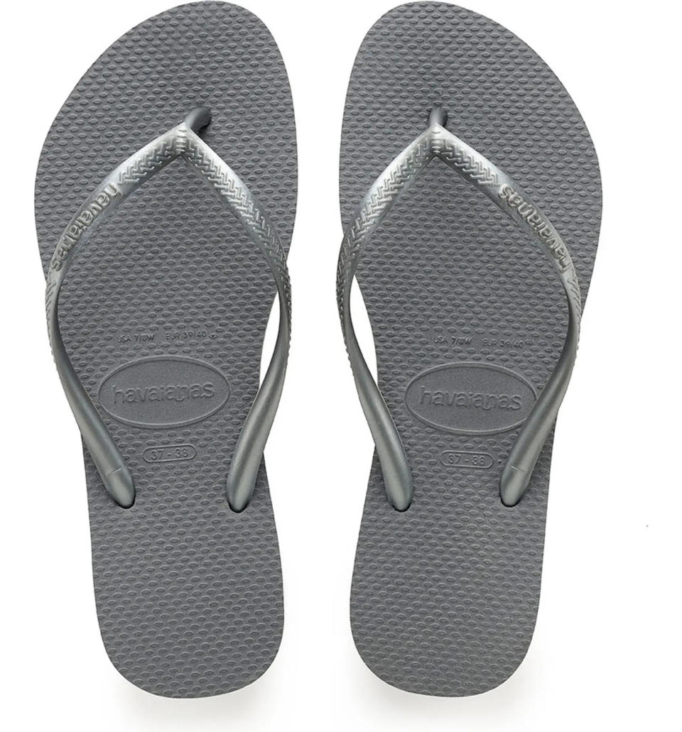 The beach-ready Slim Flip-Flops have a cushy footbed for comfort.