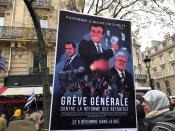 Voici une banderole pas comme les autres et travaillée en mode affiche de cinéma. Vous pouvez y lire "Grève générale contre la réforme des retraites". Avec la légende "Certainement le meilleur film de Noël".