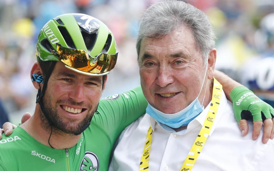 Mark Cavendish and Eddy Merckx - Eddy Merckx backing 'deserving' Mark Cavendish for Tour de France stage win record - EPA