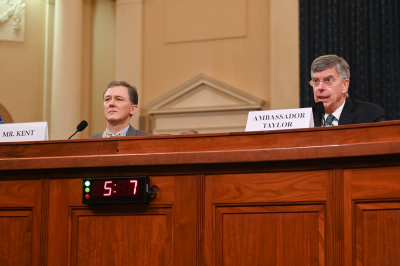 Kent and Taylor testify in a House Intelligence Committee impeachment inquiry hearing on Capitol Hill in Washington
