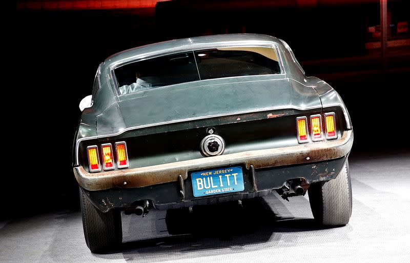 One of the most famed cars from American cinema, the 1968 Ford Mustang, used in the car chase scene in the Steve McQueen's movie "Bullitt" is presented at the North American International Auto Show in Detroit