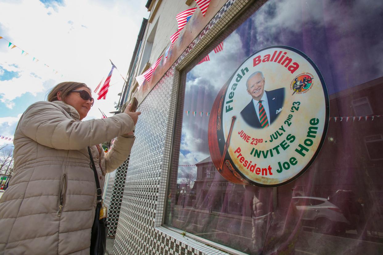 Multiple shops have put up posters of Joe Biden (Paul Faith/AFP via Getty Images)