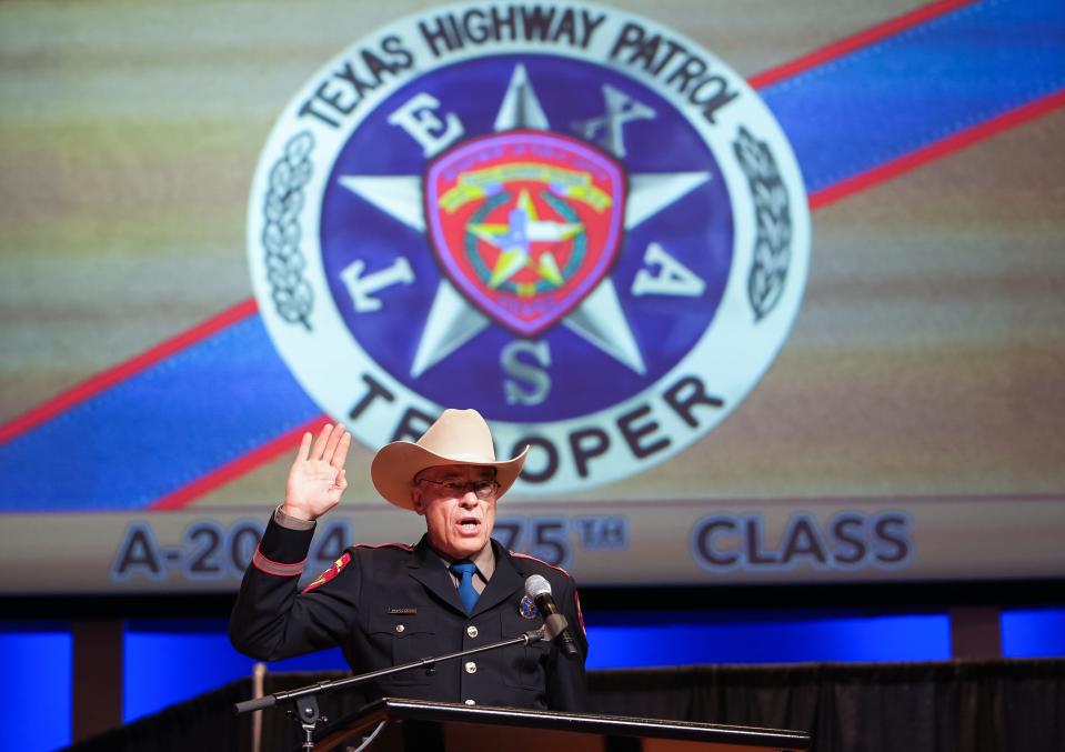 Texas Department of Public Safety Director Steve McCraw administered the oath of office to the 175th Trooper Training Class during a graduation ceremony on Friday, Aug. 23, 2024. McCraw announced his retirement after 15 years during a graduation ceremony at Great Hill Baptist Church in northwest Austin, attended by Governor Greg Abbott. Abbott was the keynote speaker at the event.