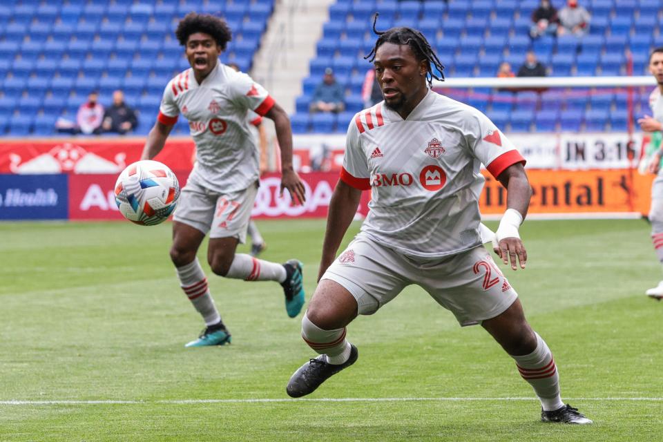 Ayo Akinola (20) has scored 12 goals in four seasons with Toronto FC.