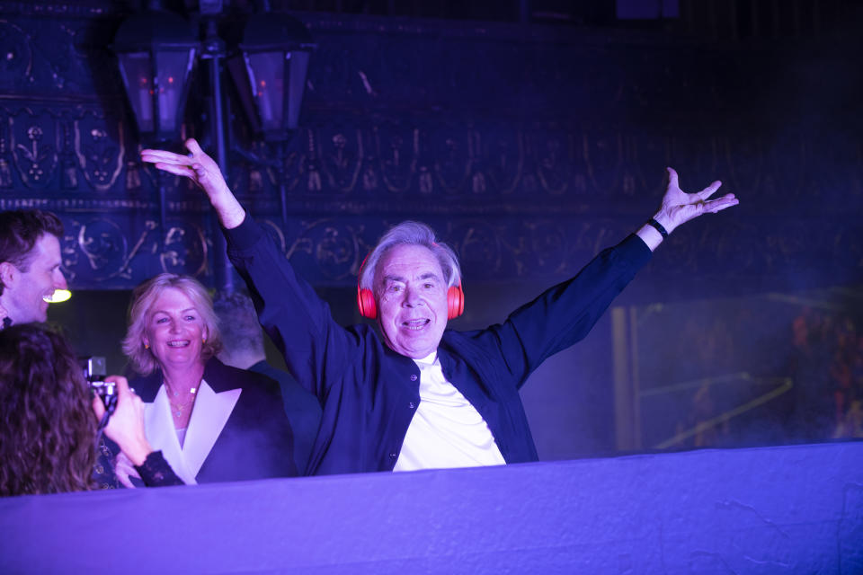 Andrew Lloyd Webber deejays the “Phantom of the Opera” reopening party.