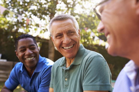 Smiling middle-aged men