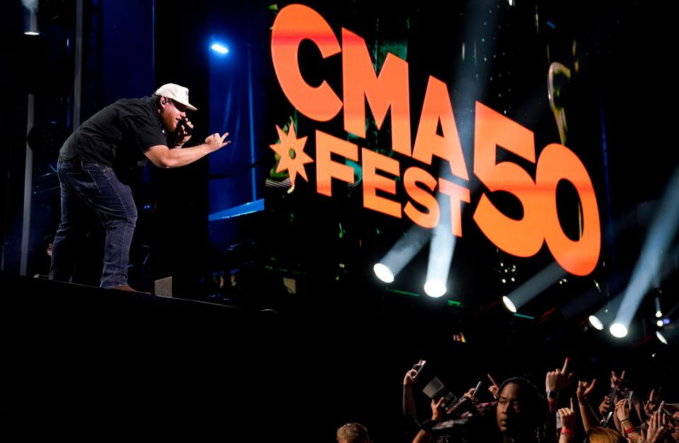 Luke Combs performs during CMA Fest at Nissan Stadium on Thursday, June 8, 2023, in Nashville, Tennessee.