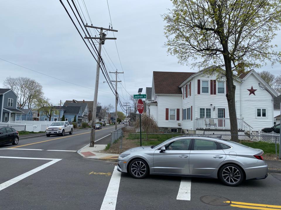 Residents have complained about the volume of crashes at the intersection of Washington and Jackson streets in Taunton, seen here on April 18, 2024.