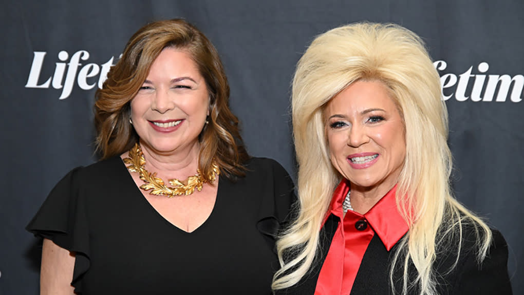  Lifetime EVP and Head of Programming Elaine Frontain Bryant and "Long Island Medium" star Theresa Caputo at 2024 TCA Winter Press Tour. 