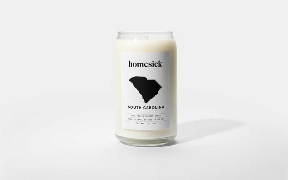 <p>"A state-themed, state-scented candle makes a fun gift for anyone you know who might be missing home, somebody who can’t stop thinking about their last vacation, or that friend who has a lot of home-state pride (my family back home in South Carolina will love the hint-of-sweet-tea scent of that state’s candle). There’s a small collection of country-themed candles on offer too, and I’m still deciding whether to pick up a France candle (with notes of croissant and tobacco) for my Frenchie husband, or to transport him back to where we met with the Australia candle’s eucalyptus-and-saltwater scent." <em>— Skye Senterfeit, Photo Editor</em></p> <p>To buy: <a rel="nofollow noopener" href="https://homesickcandles.com/" target="_blank" data-ylk="slk:homesickcandles.com;elm:context_link;itc:0;sec:content-canvas" class="link ">homesickcandles.com</a>, $30</p>