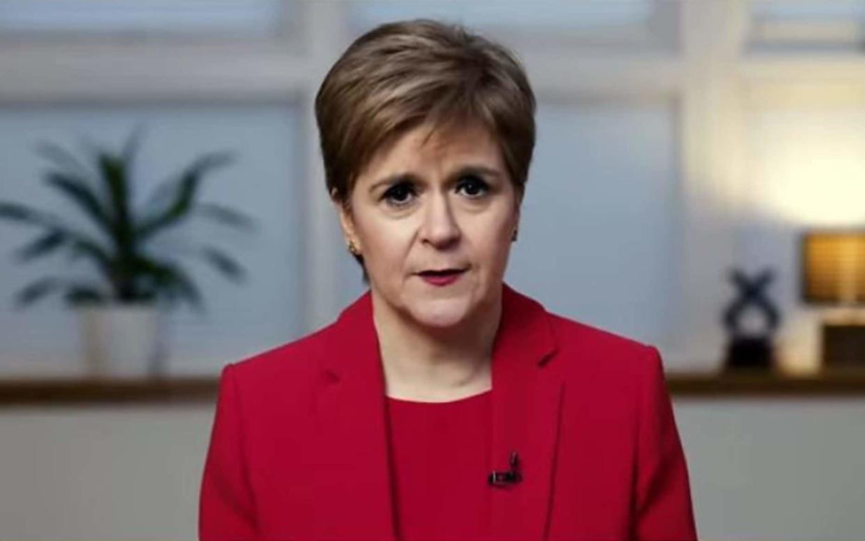 Nicola Sturgeon delivering her virtual SNP conference speech - Getty Images Europe