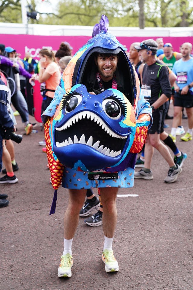 Joel Dommett after finishing the TCS London Marathon