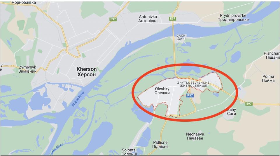 The Ukrainian positions have been established north of Oleshky, a town across the river from Kherson.