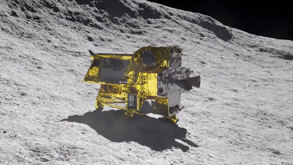 An artist's depiction shows what Japan's "Moon Sniper" mission will look like after landing on the lunar surface. - JAXA