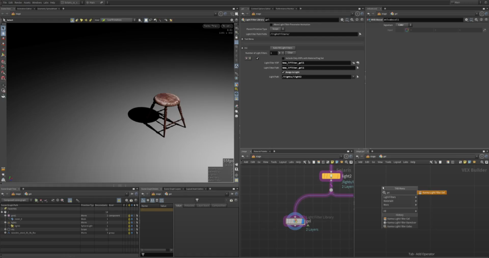 Houdini, everything you need to know; Light filters in Houdini