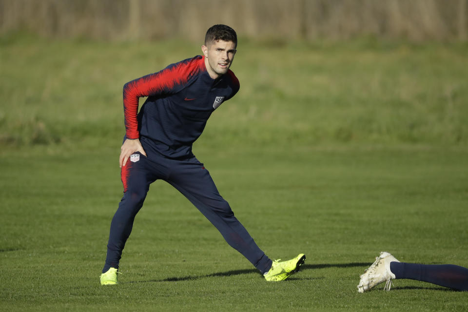 Christian Pulisic is poised to play for the United States in Thursday’s friendly at England. (AP/Matt Dunham)