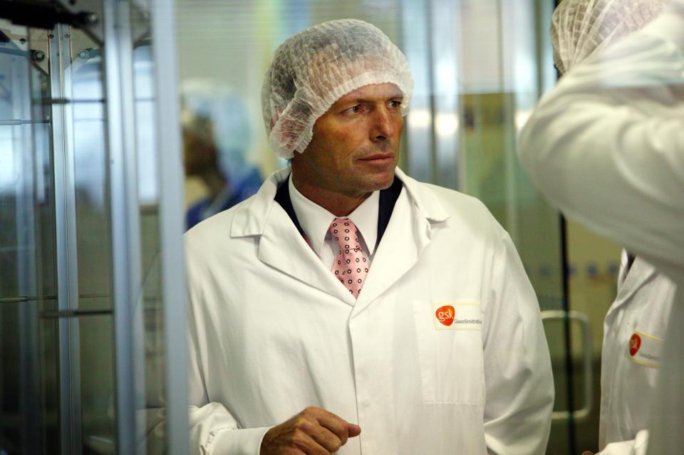 Tony Abbott, Federal Health Minister at the relaunch of Relenza production at Gl